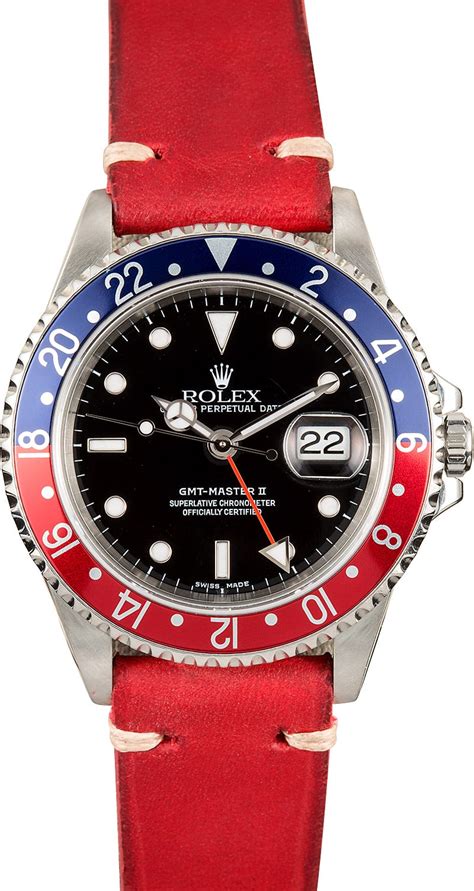 rolex pepsi red leather strap